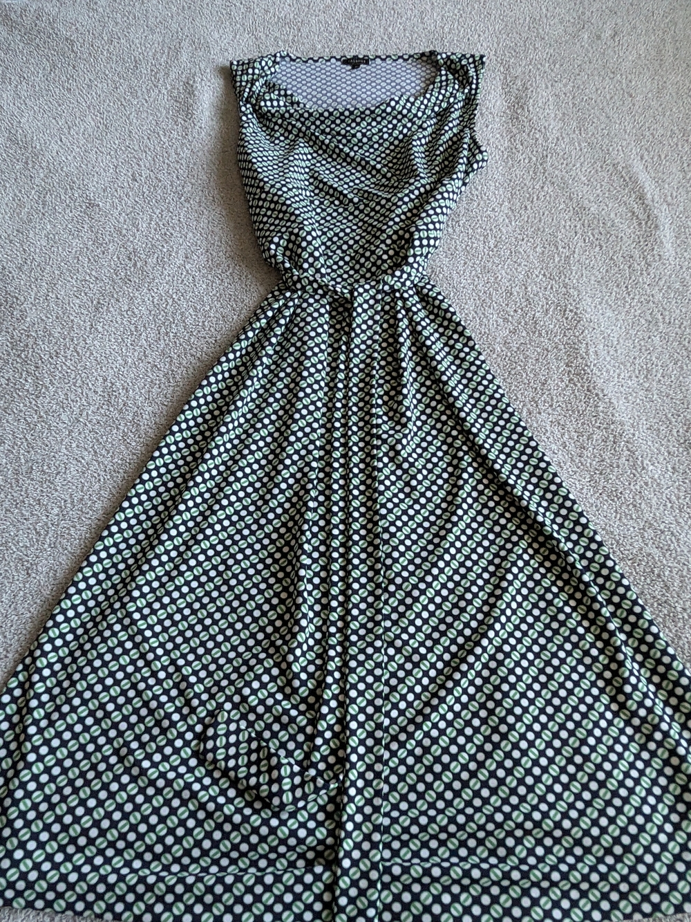 🌼B2G1🌼 Talbots Navy Maxi Dress with Green Polka Dot Print